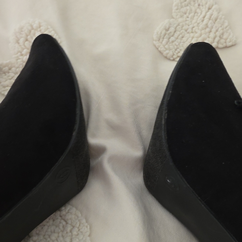 Mossimo Supply Co. Black Suede Peep-Toe Ankle Boots with Gold Trim - Picture 9 of 14